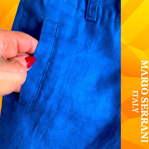Mario Serrani Linen Vibrant Blue Trousers - Picture 5 of 12